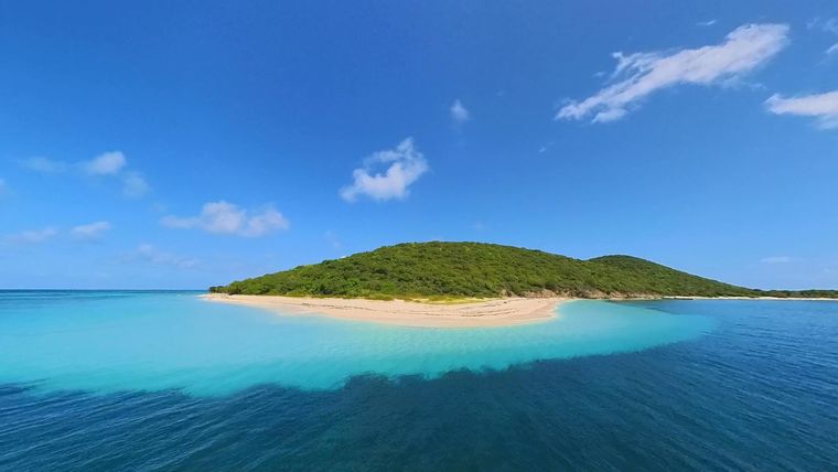 Aerial view of Buck Island Reef National Monument and its fringing coral reef off St. Croix