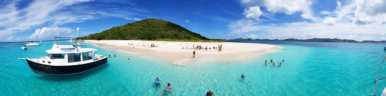 Mile Mark anchored off Turtle Beach on Buck Island while guests swim and snorkel