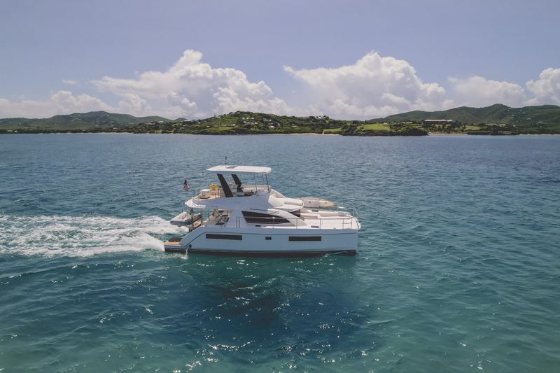 Good Times private charter catamaran cruising off St. Croix