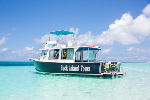 Mile Mark anchored in turquoise shallows off Buck Island