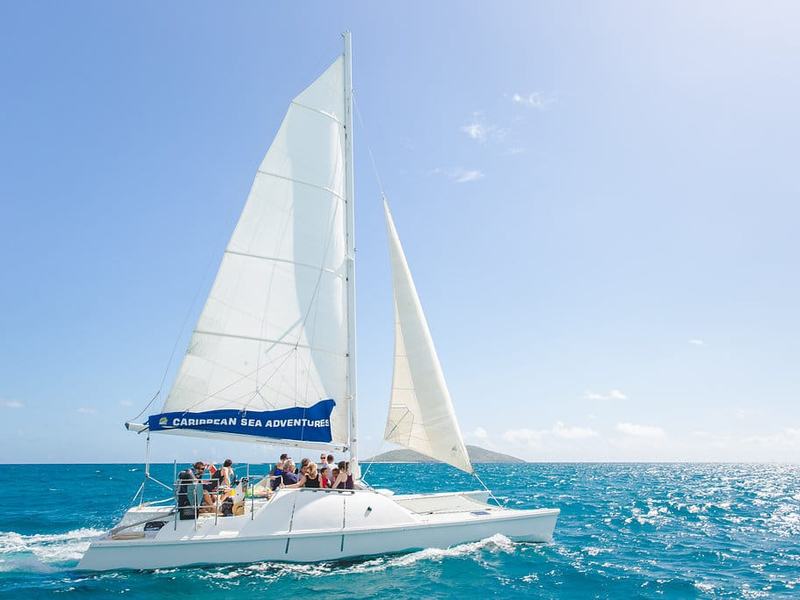 Wave Dancer under full sail on the way to Buck Island