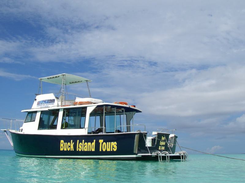 Mile Mark anchored in clear turquoise water